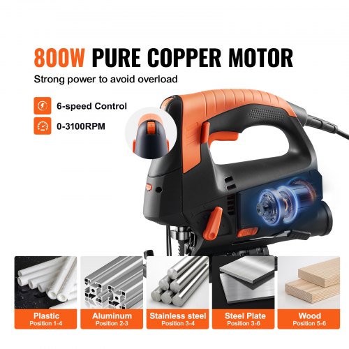 Jigsaw 1.8A Corded Electric Jig Saw Power Cutting Tool 6-Speed 4-Orbital