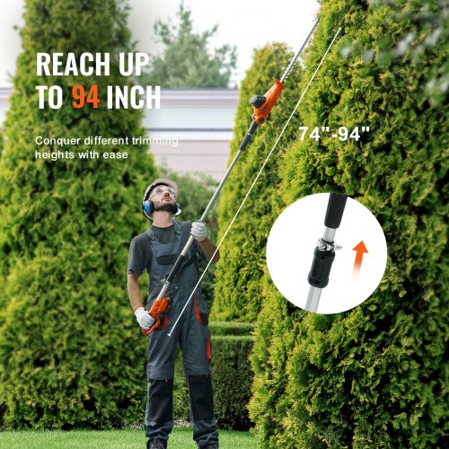 20V Cordless Hedge Trimmer Telescoping Pole Hedge Trimmer 18 inch Blade