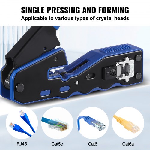 RJ45 Crimp Tool Kit, Cat5e/Cat6/Cat6a Ethernet Crimper Crimp Pliers for 8-Pin Modular Plugs with 20pcs Pass-Through Connectors and Covers, Wire Stripper and Network Tester