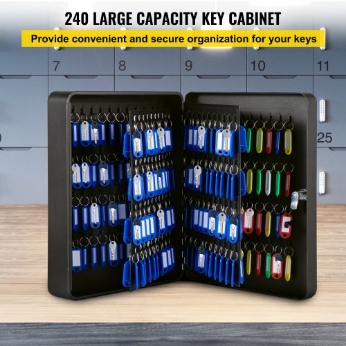 Key Cabinet, 240 Large Capacity Key Box, Key Lock Cabinet Steel, Q235 Steel Key Storage, Wall Mounted Key Storage Cabinet, Black Key Box Organizer for Office, Hotel, Bank