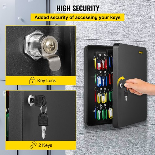 Key Cabinet, 240 Large Capacity Key Box, Key Lock Cabinet Steel, Q235 Steel Key Storage, Wall Mounted Key Storage Cabinet, Black Key Box Organizer for Office, Hotel, Bank