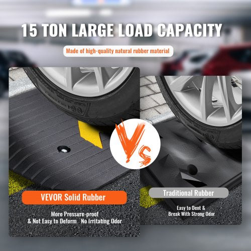 Upgraded Rubber Threshold Ramp, 1.5" Rise Wheelchair Ramp Doorway, Natural Curb Ramp Rated 33069 lbs Load Capacity, Non-Slip Textured Surface Rubber Curb Ramp for Wheelchair and Scooter