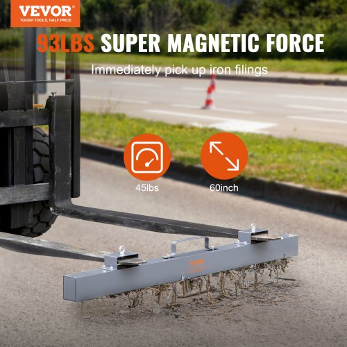 Hanging Magnetic Sweeper Pickup Tool, 93lbs Nail Hang-Type Magnetic Forklift Sweeper, Industrial Grade Magnets Steel Material Hunting Accessories for Picking Up Nails Bolts Iron Chips Metals