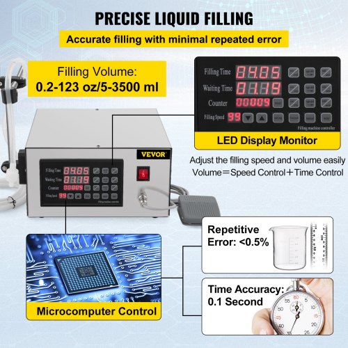 5-3500ml Automatic Filling Machine XK-280 Liquid Filling Machine Bottle Filler Digital Control for Cream Shampoo Liquid Water