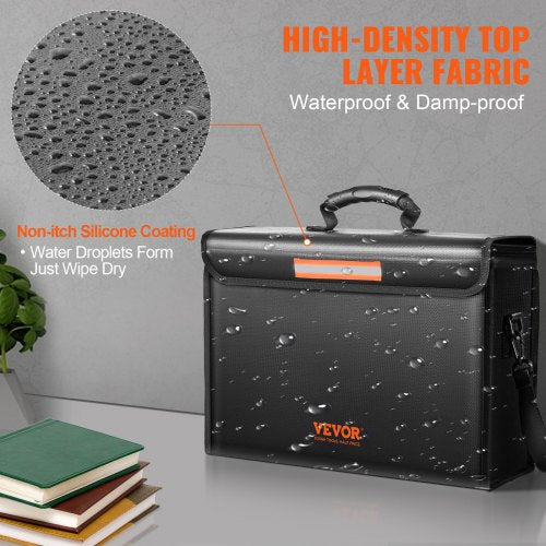 Fireproof Document Box, Fireproof Document Bag with Lock 2000℉, 3-layer Folding Fireproof and Waterproof File Box 15.35x12.4x13.98 inch with Zipper, for Money, Documents, Jewelry and Passport