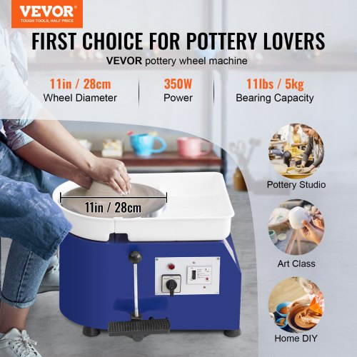 Pottery Wheel 11in Ceramic Wheel Foot Pedal Sculpting Tools Apron 350W