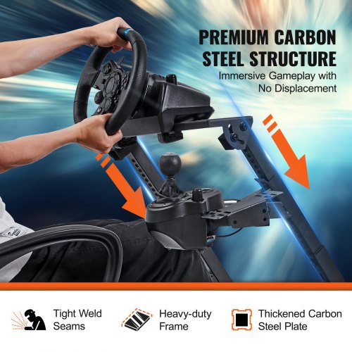 Foldable Racing Steering Wheel Stand, Height Adjustable Universal Base Compatible with Logitech & Thrustmaster Racing Wheel and Pedal, Movable Wheels Heavy-duty Frame Standard GT/Formula Seating