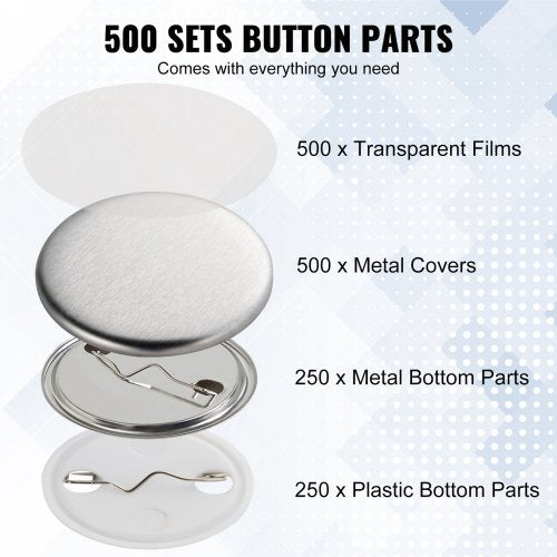 1.25" 32mm Button Badge Parts Supplies for Button Maker Machine 500 Sets