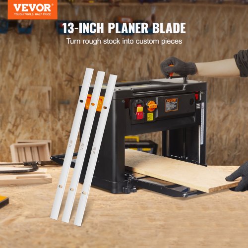 Planer Blades Knives, 13-inch Thickness Planer Knives, 2 mm Thickened High Speed Steel Replacement HRC55-60 Hardness, Convenient Mounting Holes for Carpentry, Home DIY, Industries, Set of 3