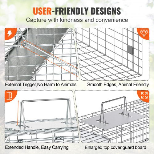 Live Animal Cage Trap 31" x 10" x 12" Humane Cat Trap Cats Squirrels Mouse