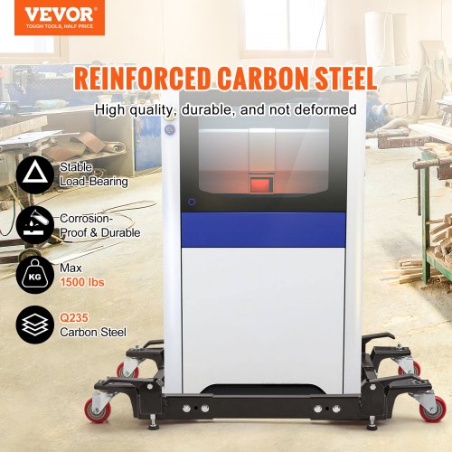 Mobile Base, 1500 lbs Capacity, Adjustable from 20.7" x 23.7" to 28" x 33.5", Heavy Duty Universal Mobile Base Stand with 4 Swivel Wheels, for Woodworking Equipment, Bandsaw, Power Tool, Machine