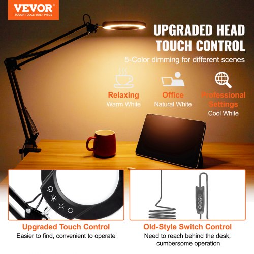Magnifying Glass with Light 5X Magnifying Lamp 4.3" Lens 5 Color Modes