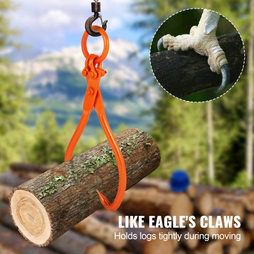 Log Skidding Tongs 18 inch 2 Claw Log Lifting Tongs Heavy Duty 772 lbs