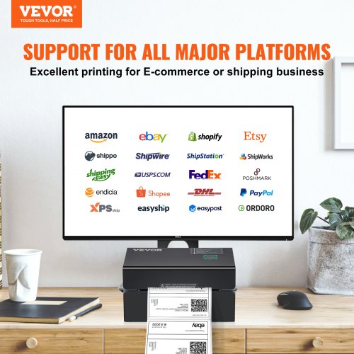 Thermal Label Printer, 300DPI for 4x6 Mailing Packages, Bluetooth & Automatic Label Recognition, Support Windows/MacOS/Linux/Chromebook/Android/IOS, Compatible w/ Amazon, eBay, Etsy,etc, Black