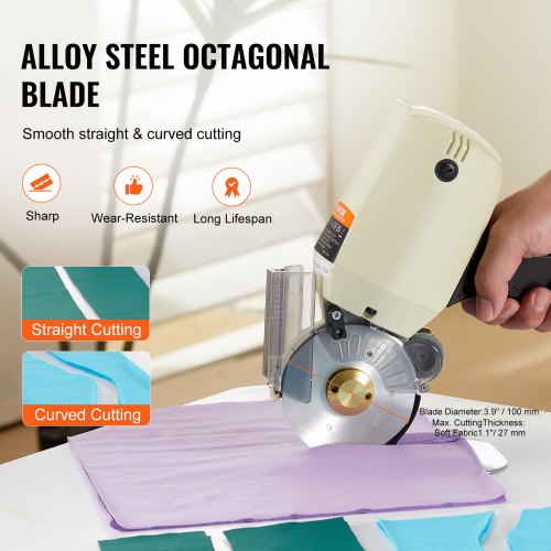 Fabric Cutter 250W Electric Rotary Fabric Cutting Machine 1.1" Thickness