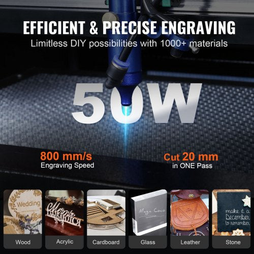 50W CO2 Laser Engraver Engraving Carving Print Machine 300x500 mm Workbed