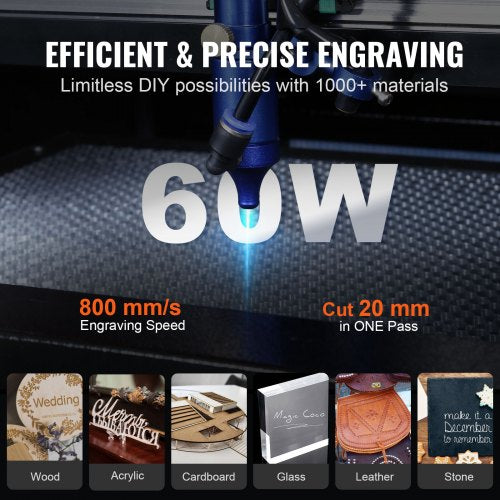 60W CO2 Laser Engraver Engraving Carving Print Machine 400x600 mm Workbed