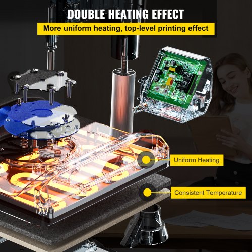 Heat Press Machine, 12 x 15 Inches, Fast Heating, 360 Swing Away Digital Sublimation T-Shirt Vinyl Transfer Printer, Canvas Bag, Pillow, Banner, Blue