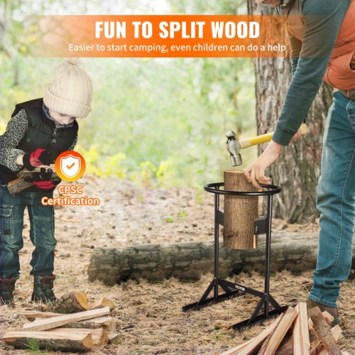 Wood Splitter, XL Log Splitter for 8.6" Dia. Wood, Portable "V" Shaped Finger-safty Firewood Cutter, Heavy-duty Solid Steel Wedge Manual Log Maker, With Protection Bag for Home Campsite