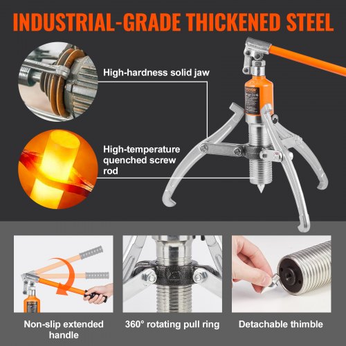 Hydraulic Gear Puller, 15 Ton Max Capacity Wheel Bearing Pulling Separator, 2 or 3 Jaws Puller, Vertically and Horizontally, 12" Jaw Hydraulic Puller with Case for Pulling Hubs