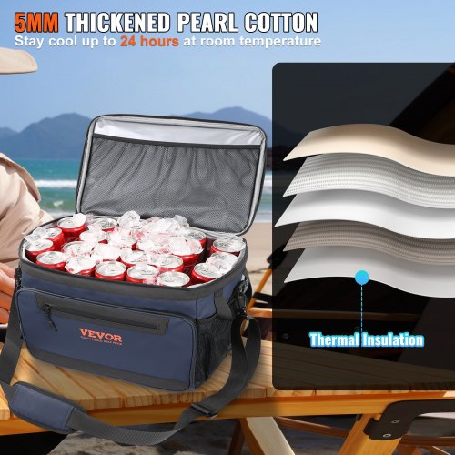 Hardbody Cooler Bag, 24/30 Cans 600D Oxford Fabric Insulated Cooler Bag, Leakproof and Waterproof Hardbody Deep Freeze Cooler with PP Plastic Bucket, Bottle Opener for Beach, Travel