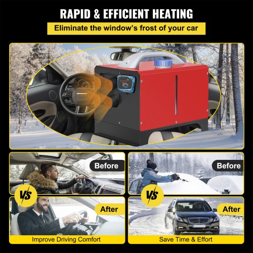 Diesel Air Heater, 5KW Mini Parking Heater, 12V Truck Heater, Four Air Outlets, All in One Design, with LCD Switch, Remote Control, Fast Heating Diesel Heater, For RV Truck, Boat, Bus