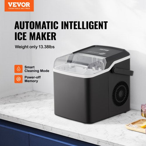 Portable Countertop Ice Maker 26Lbs/24H Self-Cleaning with Scoop Basket