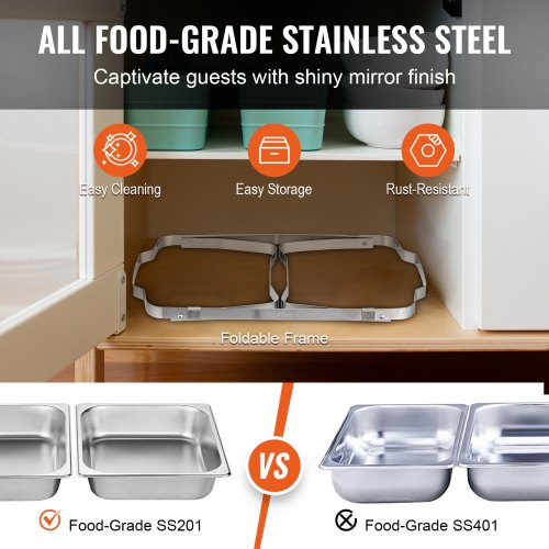 2-Pack Rectangle Chafing Dish Set 2 Full-Size 8Qt Pan 4 Half-Size 4Qt Pans