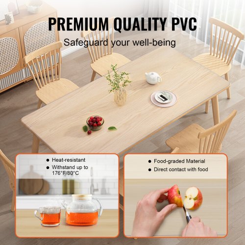 Clear Table Cover Protector, 24" x 48"/613 x 1230.2 mm Table Cover, 1.5 mm Thick PVC Plastic Tablecloth, Waterproof Desktop Protector for Writing Desk, Coffee Table, Dining Room Table