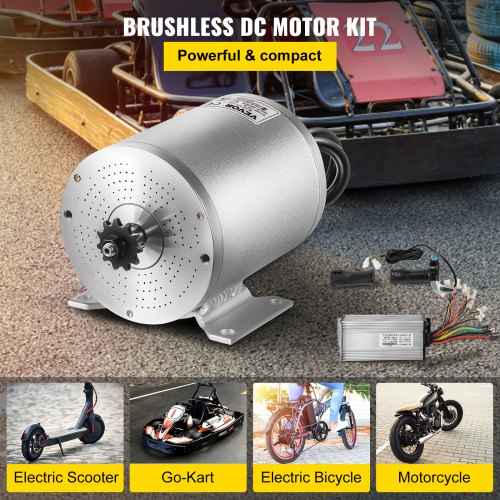 Electric Brushless DC Motor 48V 2000W Brushless Electric Motor 4300 RPM High Speed Motor w/ 34A Controller and Throttle Grip for Go Kart ATV Electric Scooter Motorcycle Mid Drive Motor DIY Part