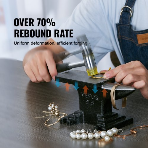 Single Horn Anvil, 8.8Lbs Cast Steel Anvil, High Hardness Rugged Round Horn Anvil Blacksmith, Compact Design and Stable Base, Forge Tools and Equipment, Metalsmith Tool for Bending and Shaping