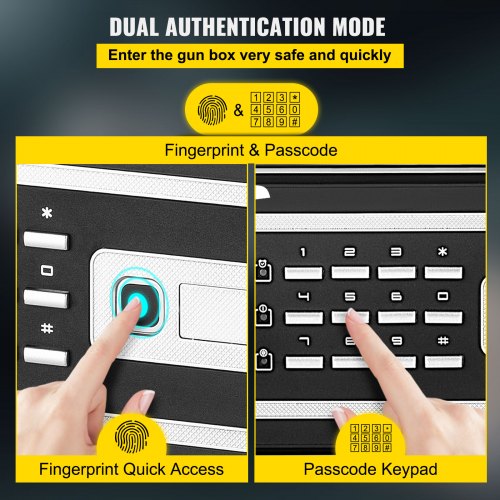 Safe Box, 0.8 Cubic Feet Money Safe with Fingerprint Lock and Digital Keypad Lock, Fireproof Home Safe with 2 Keys, Wall-Mounted Security Safe for Cash, Watch, Jewelry, Passport, Document Black