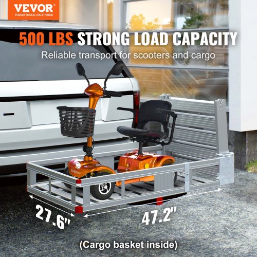 Hitch Mount Wheelchair Scooter Carrier w/ Folding Ramp 500LBS 47.2"x27.6"