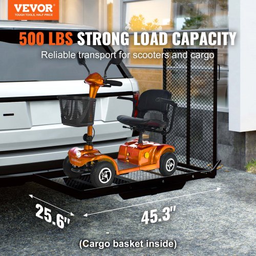 Hitch Mount Wheelchair Scooter Carrier w/ Folding Ramp 500LBS 45.3"x25.6"