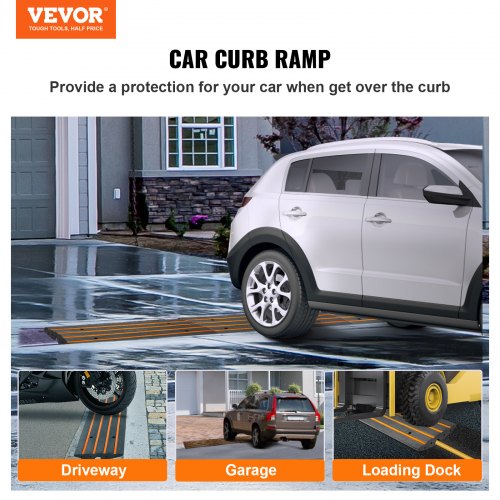 Curb Ramp, 2.6" Rise Rubber Driveway Ramps, Heavy Duty 33069 lbs Weight Capacity Threshold Ramp, Curbside Bridge Ramps for Loading Dock Garage Sidewalk, Expandable Full Ramp Set