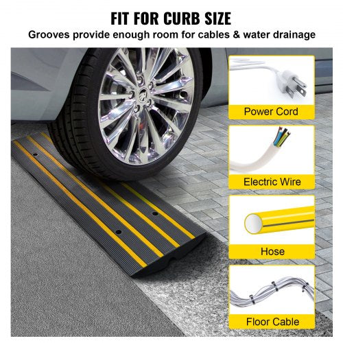 Curb Ramp, 2.6" Rise Rubber Driveway Ramps, Heavy Duty 33069 lbs Weight Capacity Threshold Ramp, Curbside Bridge Ramps for Loading Dock Garage Sidewalk, Expandable Full Ramp Set