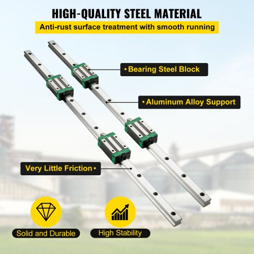 3PCS Linear Rail 0.78-66 Inch, Linear Bearings and Rails with 4PCS HSR20 Bearing Block, Linear Motion Slide Rails plus for DIY CNC Routers Lathes Mills, Linear Slide Kit fit X Y Z Axis