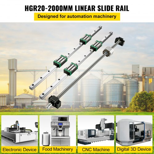 Linear Guide Rail 2Pcs HGR20-2000mm Linear Slide Rail with 1Pcs RM1605-2000mm Ballscrew with BF12/BK12 Kit Linear Slide Rail Guide Rail Square For DIY CNC Routers Lathes Mills