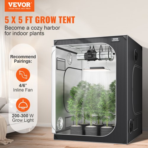 Grow Tent 60 x 60 x 80 in Indoor Growing Tent Hydroponic Window Door Tray