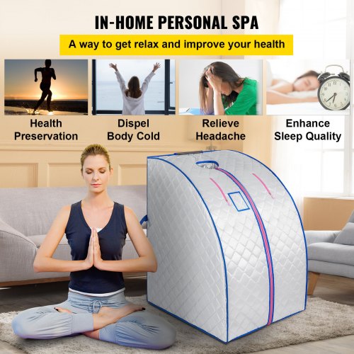 Sauna Portable Heater, Infrared Sauna Box, 680W Home Sauna, Portable Home SPA with 60min Timer, Adjustable Temperature, Remote Control, Foldable Chair, Heating Foot Pad, Personal SPA