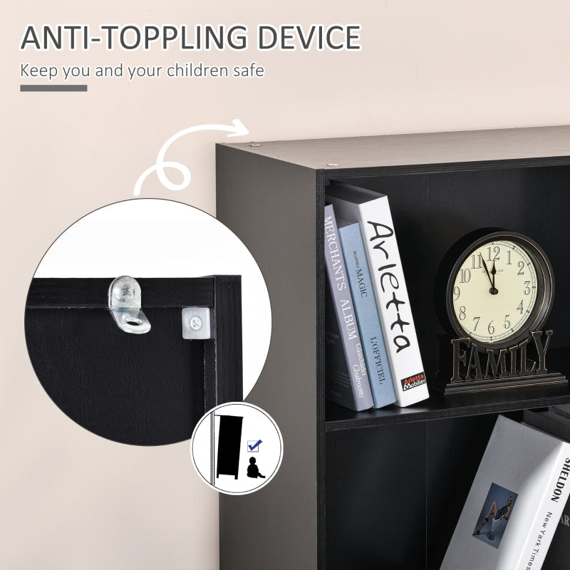 5-Tier Bookshelf Storage Cupboard with Adjustable Shelves Display Unit for Living Room, Office, Black Bookshelf Cabinet w/ Shelf Home