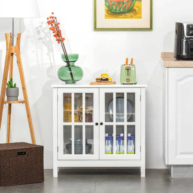 Storage Cabinet Floor Cupboard Kitchen Sideboard Entryway Buffet with Framed Glass Door Doors