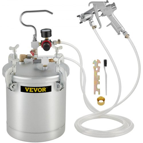 Commercial Paint Pressure Tank 2.5 Gallons Pressure Pot Tank 10L Pressure Paint Pot Feed Spray Gun 1.5mm Nozzle Paint Sprayer for 10L Capacity Painting