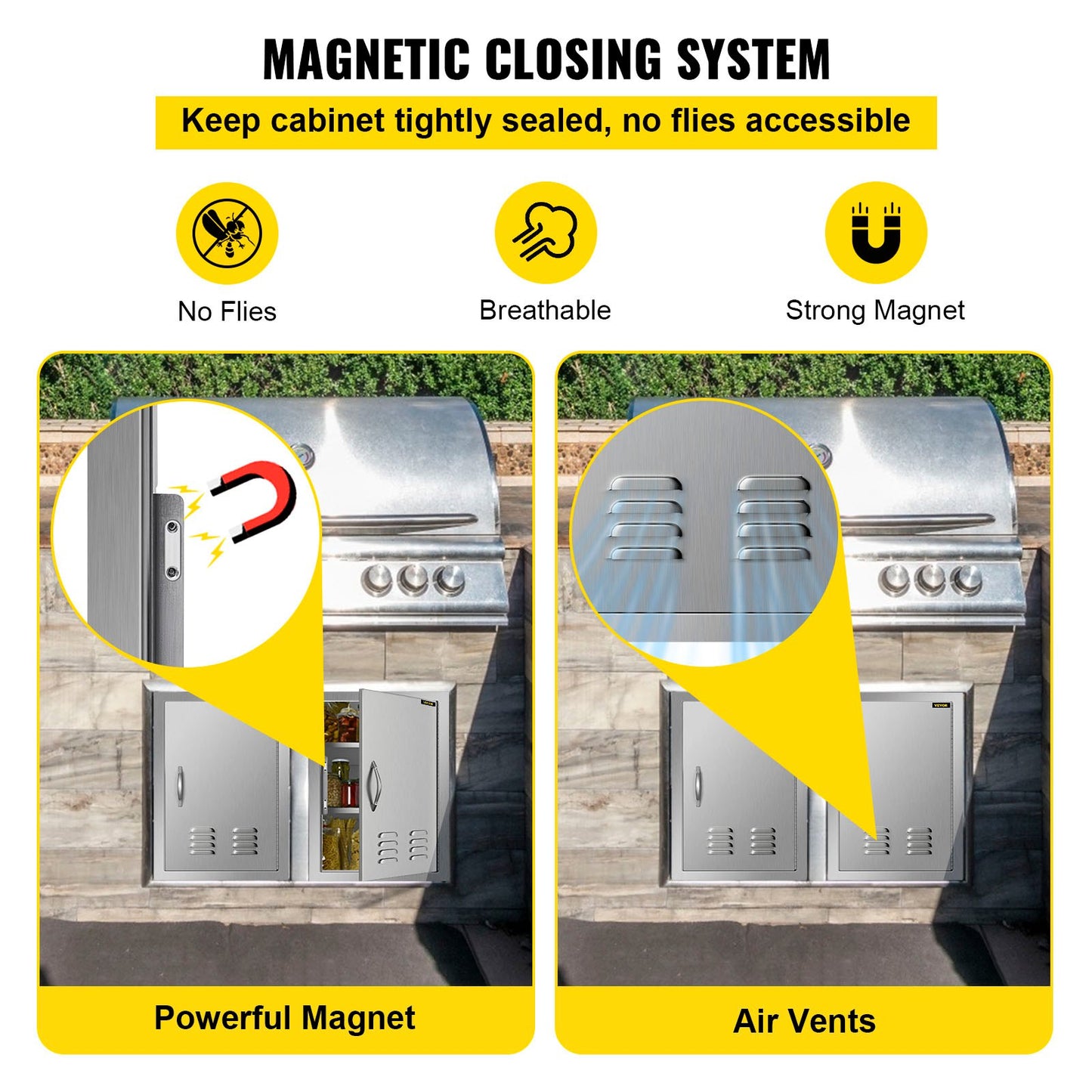 14x20" Bbq Door W/vent Outdoor Kitchen Large Storage Stainless Vertical