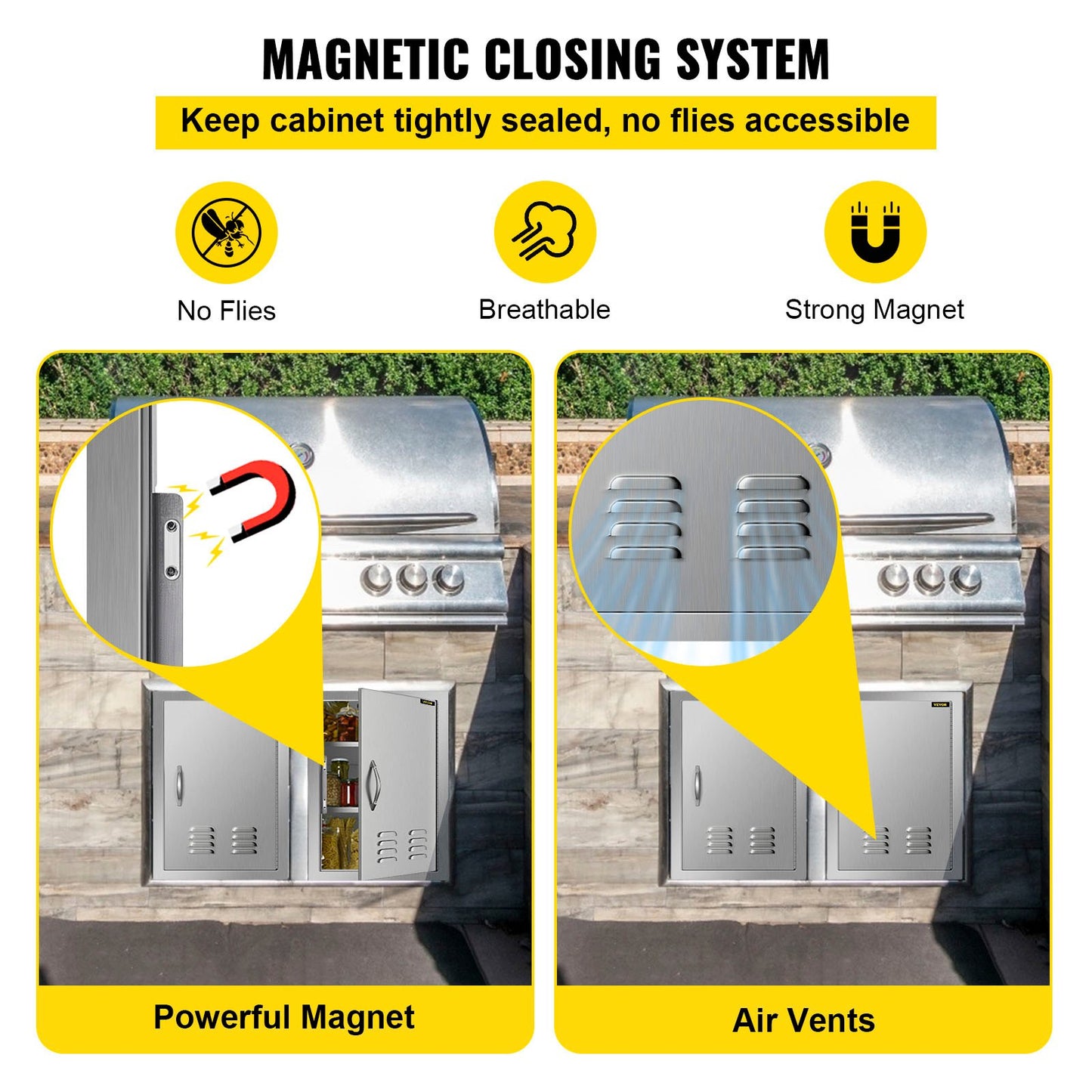 24x17" Bbq Access Single Door W/vents Commercia Outdoor Kitchen Handle