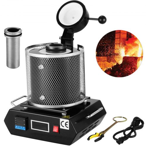 1KG Gold Melting Furnace 1800W Digital Melting Furnace Machine 1150℃ for Casting Refining Precious Metals Melts Gold Silver Tin Aluminum