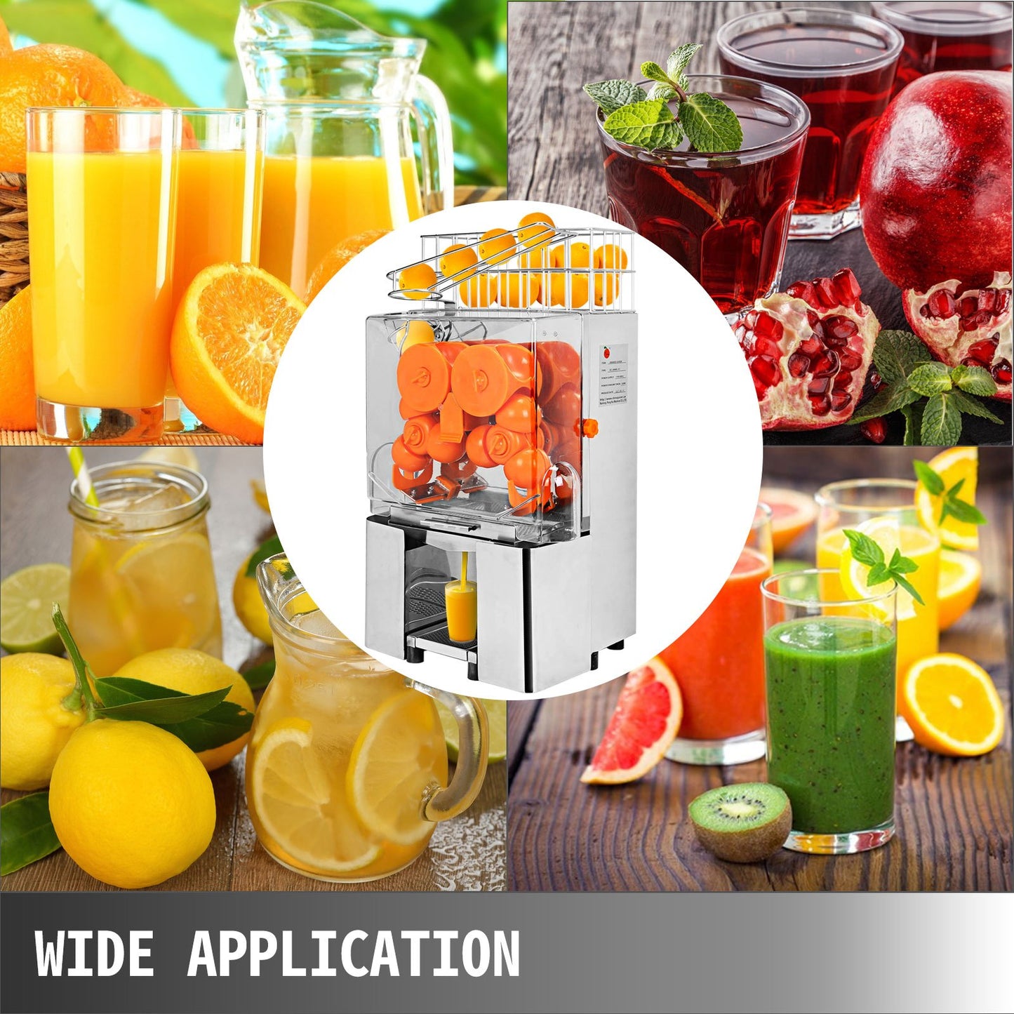 Commercial Orange Juice Machine Stainless Steel Orange Juicer Squeezer Machine Citrus Juicer Electric Fruit Juicer Machine Feed up to 20 oranges/Min for Squeezing Orange Lemons Juice