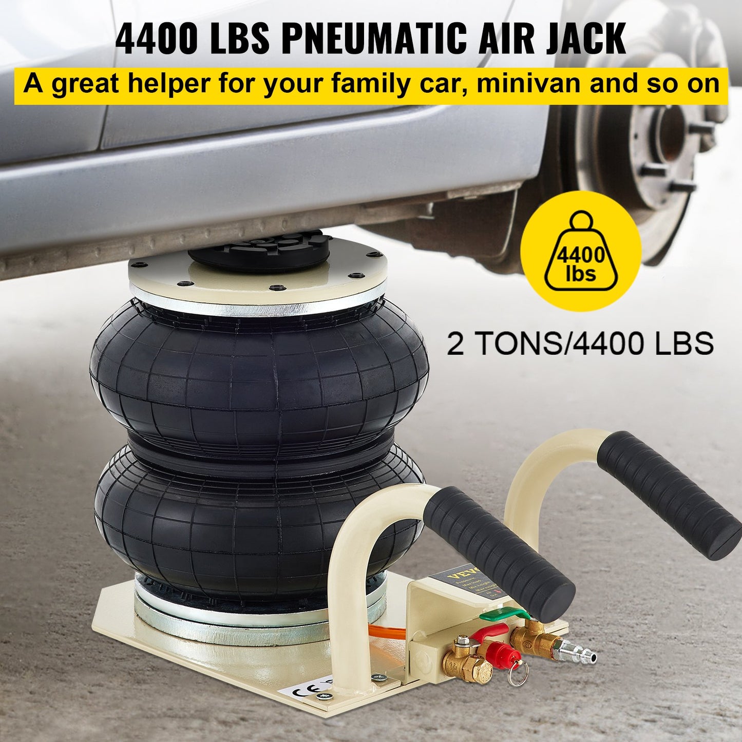 Pneumatic Air Jack 2.5 Ton 5500LBS Double Bag Air Jack Lifting Pneumatic Air Jack Car Jack Lifter for Car, Minivan, SUV Off-road Vehicle