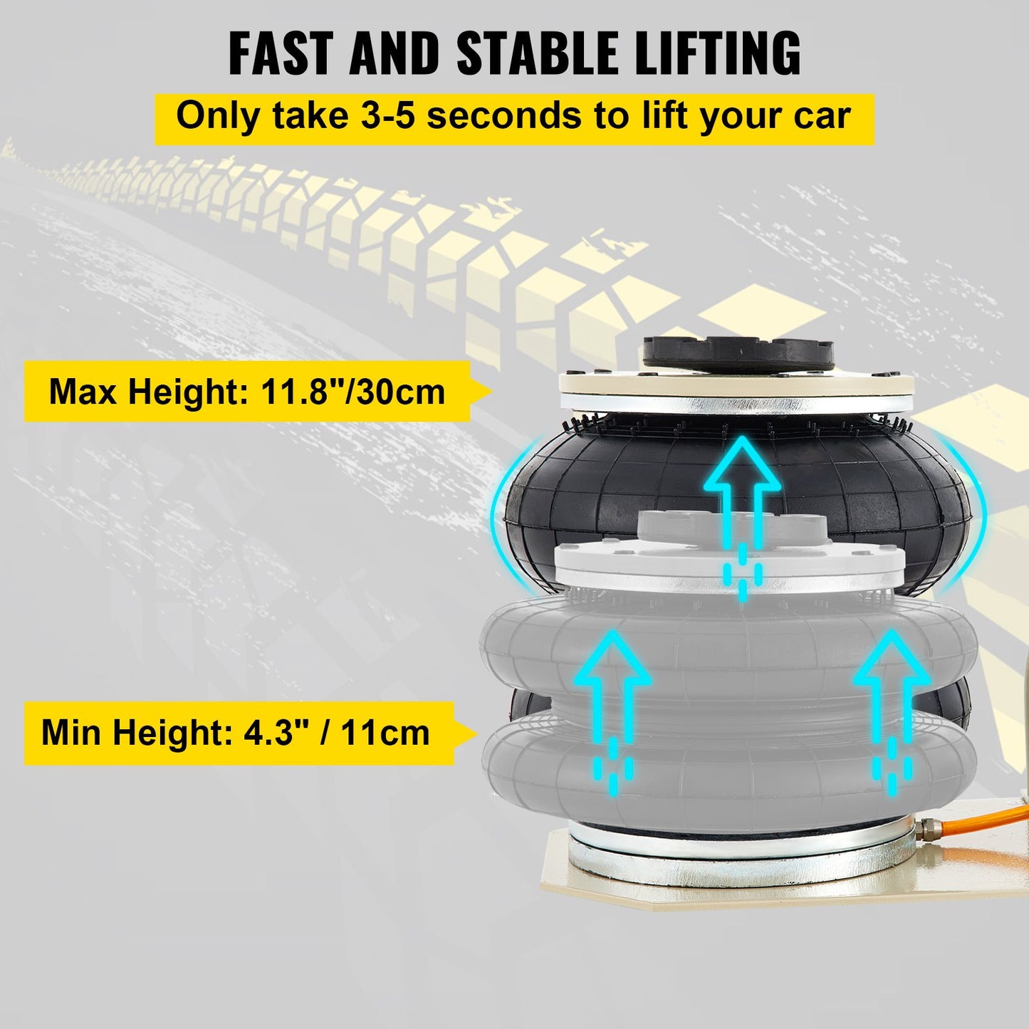 Pneumatic Air Jack 2.5 Ton 5500LBS Double Bag Air Jack Lifting Pneumatic Air Jack Car Jack Lifter for Car, Minivan, SUV Off-road Vehicle