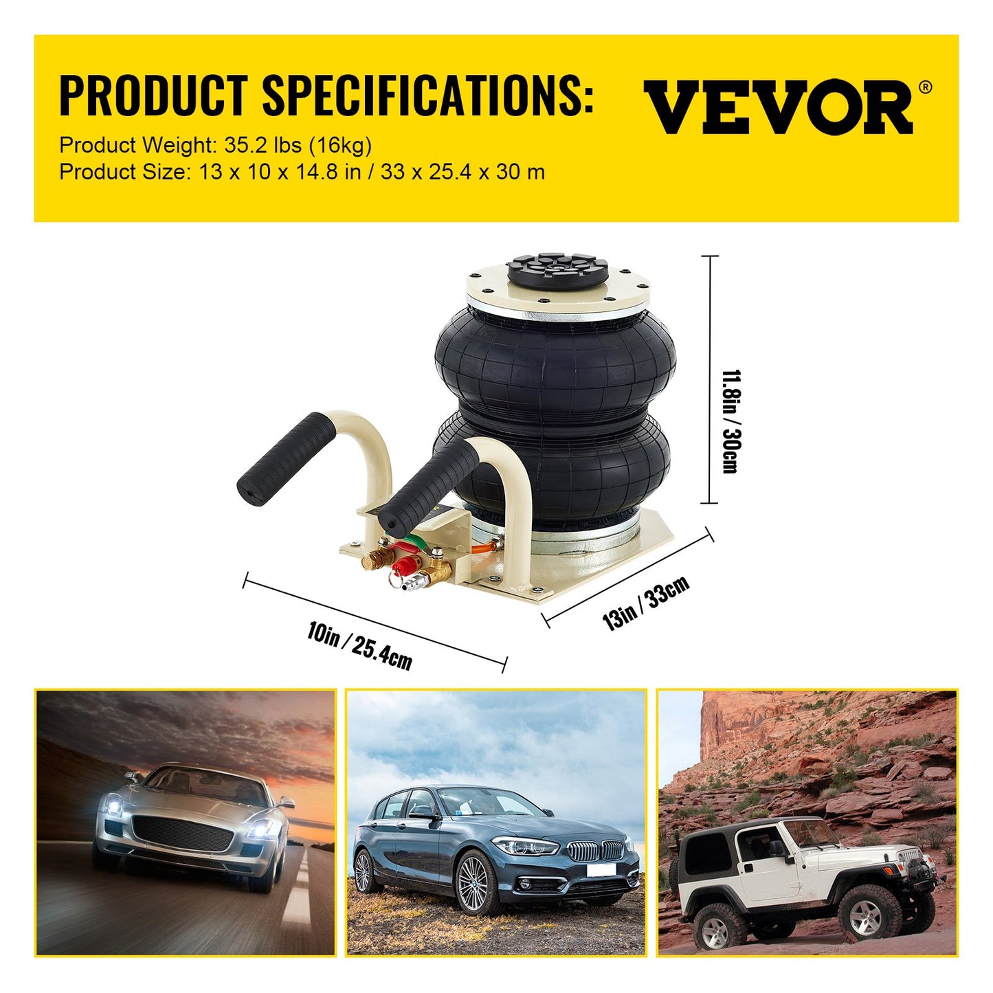 Pneumatic Air Jack 2.5 Ton 5500LBS Double Bag Air Jack Lifting Pneumatic Air Jack Car Jack Lifter for Car, Minivan, SUV Off-road Vehicle